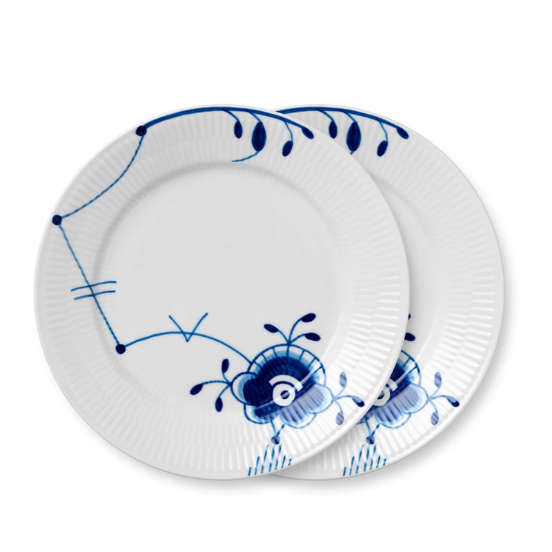 Royal Copenhagen Blå Mega Riflet tallerken 22 cm - 2 pak.