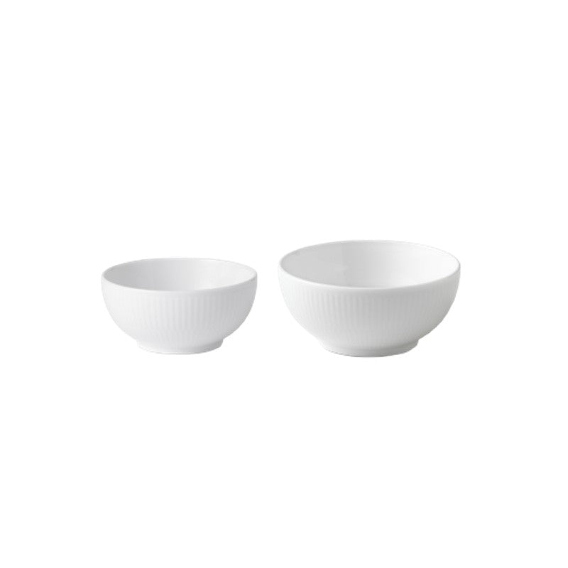 Royal Copenhagen Hvid Riflet skål 2 stk. 24 cl + 47 cl