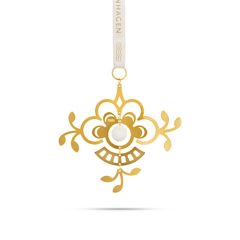 Royal Copenhagen juleornament 2025 blomst forgyldt 10x10 cm