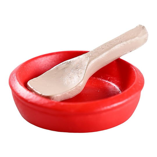 Skål med ske rød Ø4 cm