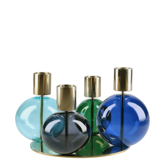 Holmegaard Bubble 4-armet lysestage blå Ø17,5 cm