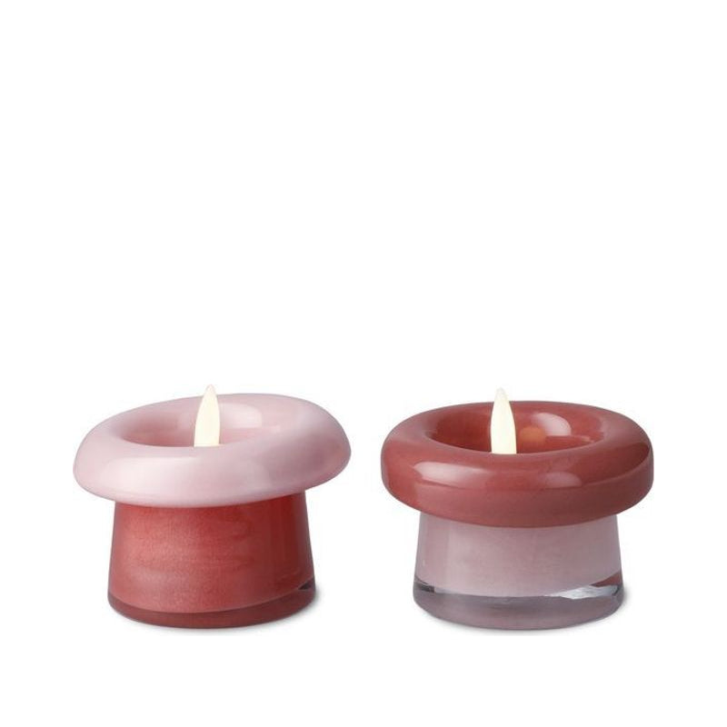 Holmegaard Soma fyrfadsstage rosa Ø 7,5 cm 2 stk.