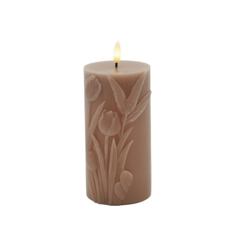 Sirius Tulisa LED bloklys brun Ø 7,8 cm H 15 cm