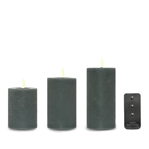 ENJOY LED bloklys 3-pak Ø7,5 cm grøn