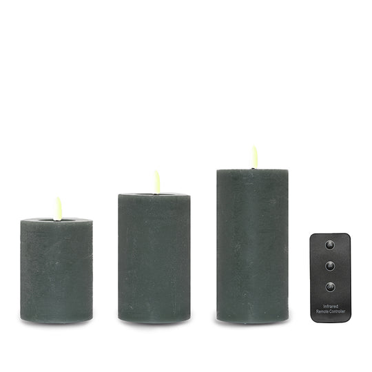 ENJOY LED bloklys 3-pak Ø7,5 cm grøn