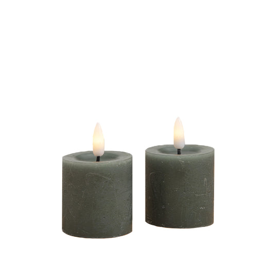 ENJOY LED mini bloklys 2-pak Ø4,8xH5 cm grøn