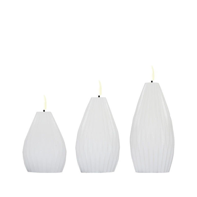 Enjoy Elipse LED vokslys hvid 3 stk.