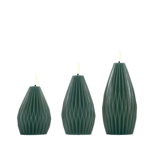 Enjoy Elipse LED vokslys grøn 3 stk.