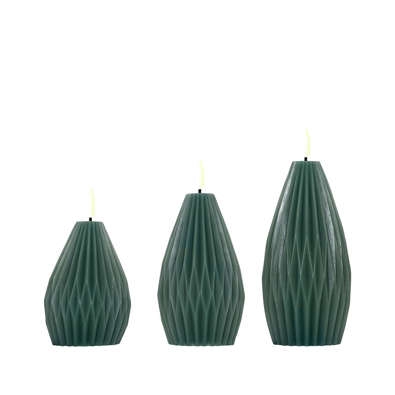 Enjoy Elipse LED vokslys grøn 3 stk.