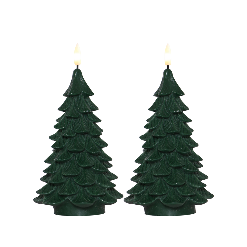 Enjoy LED lys juletræ 2-pak grøn H 19 cm
