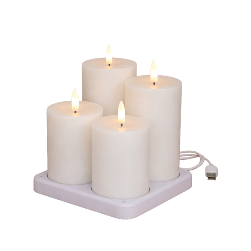 Enjoy LED bloklys genopladelig hvid Ø 7,5 cm 4 stk.