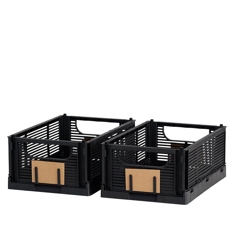 Opbevaringskasse Recycled sort 25x17 cm 2 stk.