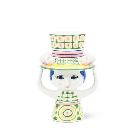 Bjørn Wiinblad Lady with hat vase grøn H24,5 cm