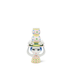 Bjørn Wiinblad Lady with hat lysestage pink H16 cm
