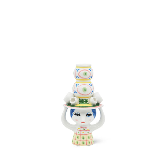 Bjørn Wiinblad Lady with hat lysestage pink H16 cm