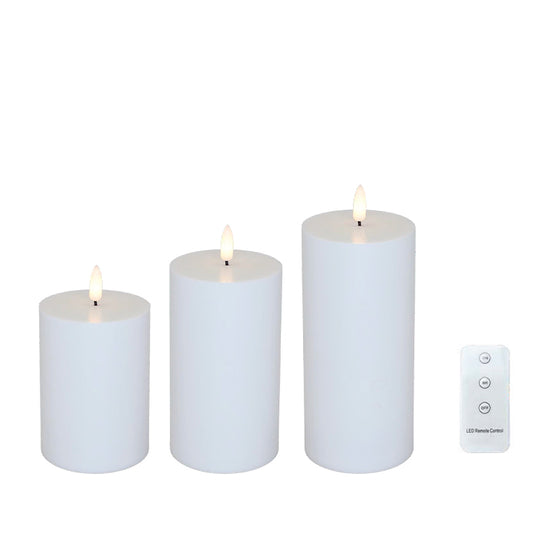 Cozzy bloklys hvid 3 stk. med fjernbetjening