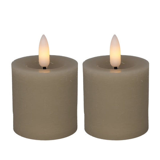 Cozzy LED bloklys Ø4,8 x H5 cm 2 stk. sand