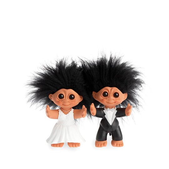 Lykketrold brudepar sort 9 cm