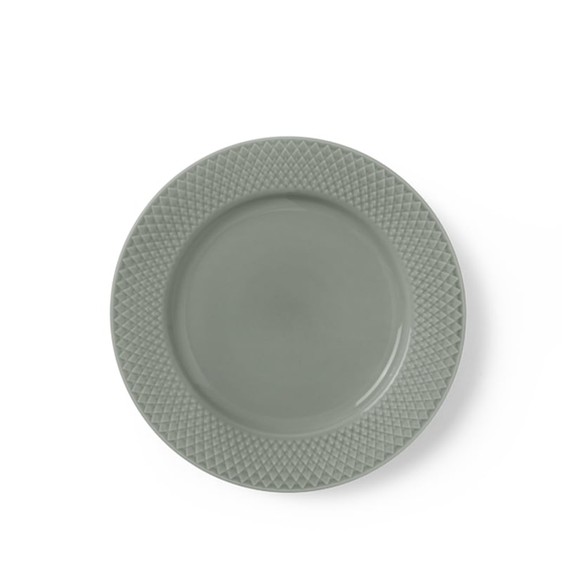 Lyngby Porcelæn Rhombe Earth frokosttallerken 21 cm moss