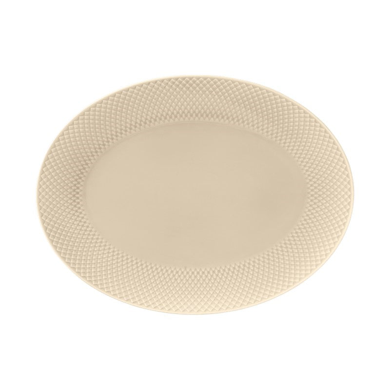 Lyngby Porcelæn Rhombe Earth ovalt serveringsfad 35x26,5 cm