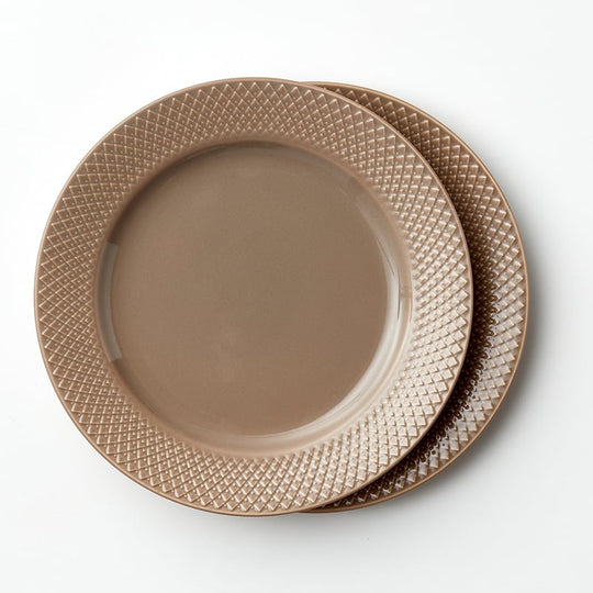 Lyngby Porcelæn Rhombe Earth frokosttallerken clay 2 stk. - Ø23 cm