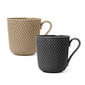 Lyngby Porcelæn Rhombe Earth krus med hank clay/slate 2 stk. - 39 cl