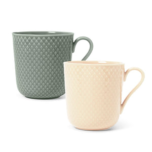 Lyngby Porcelæn Rhombe Earth krus med hank mossgreen/marble 2 stk. - 39 cl