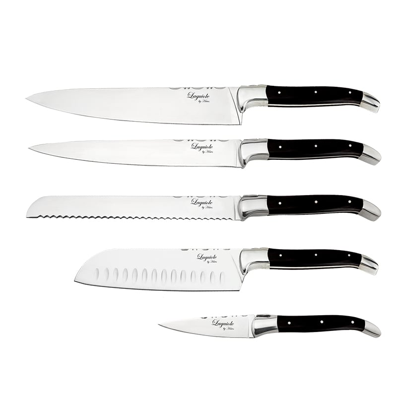 Laguiole By Hâws Chef knivsæt 5 dele sort træ