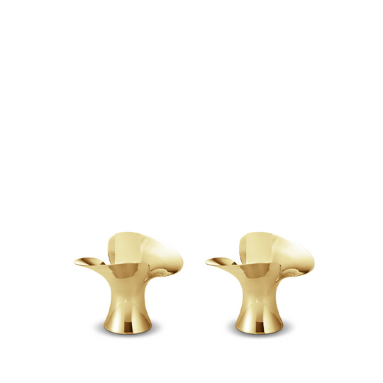 Georg Jensen Bloom Lysestage 2 stk. forgyldt