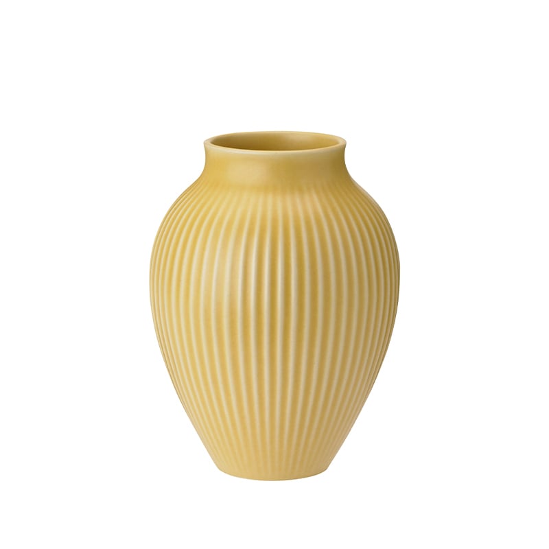 Knabstrup Keramik Ripple vase gul H27 cm