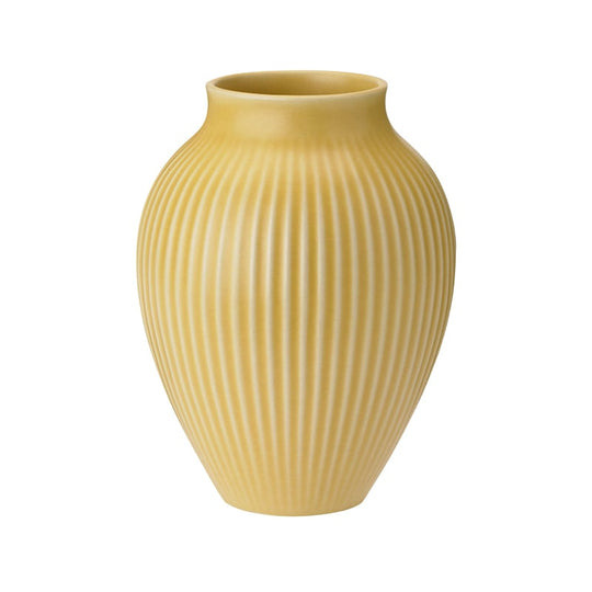 Knabstrup Keramik Ripple vase gul H20 cm