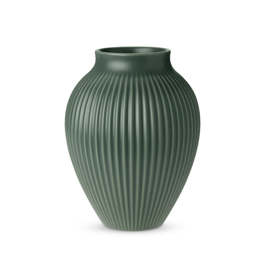 Knabstrup Keramik Ripple mat vase mørkegrøn H20 cm