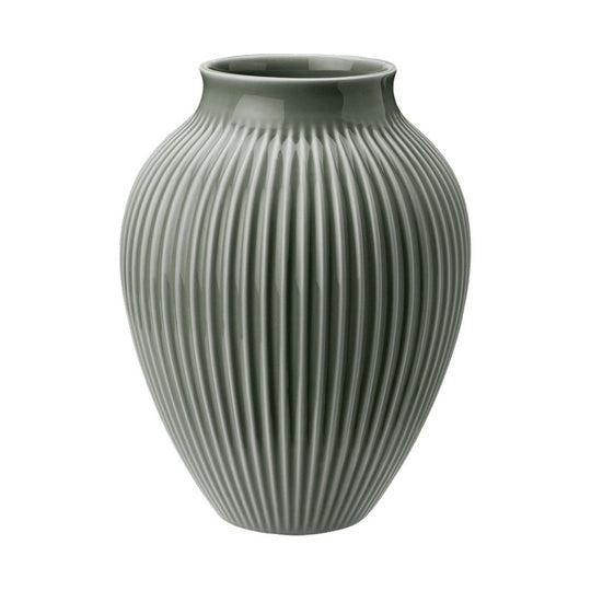 Knabstrup Keramik Ripple mat vase mørkegrøn H27 cm