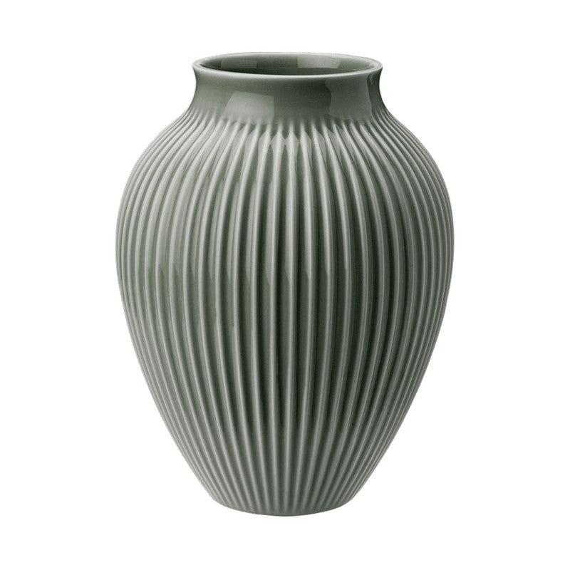 Knabstrup Keramik Ripple mat vase mørkegrøn H27 cm