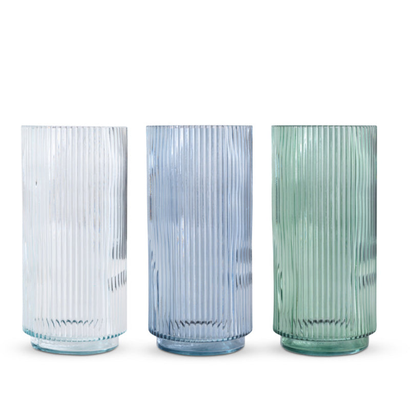 Flora vase rillet H25 cm - assorterede farver - 1 stk.
