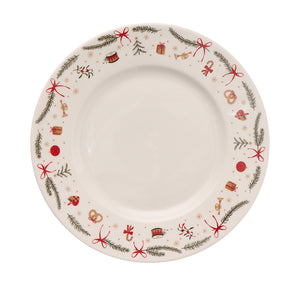 Desserttallerken med julemotiv hvid Ø19 cm