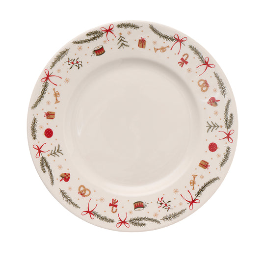 Desserttallerken med julemotiv hvid Ø19 cm