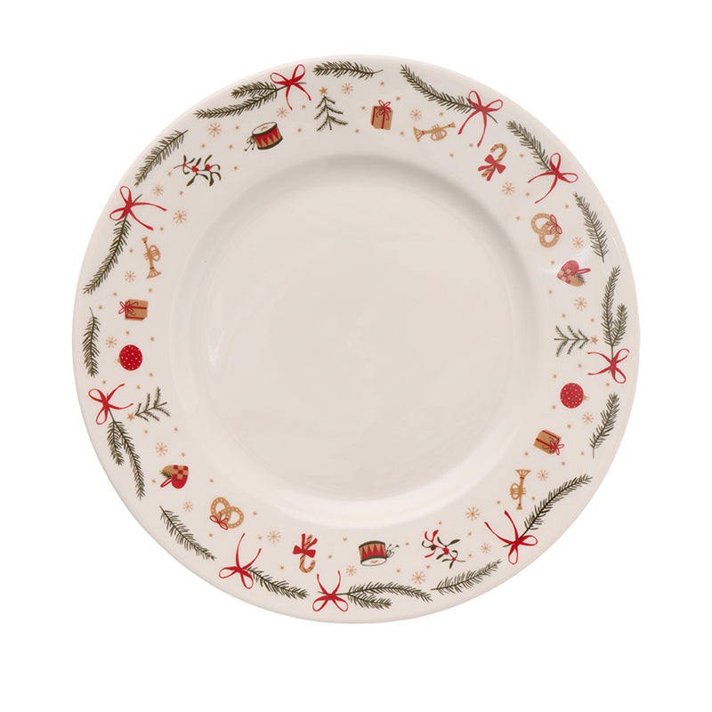 Desserttallerken med julemotiv hvid Ø19 cm