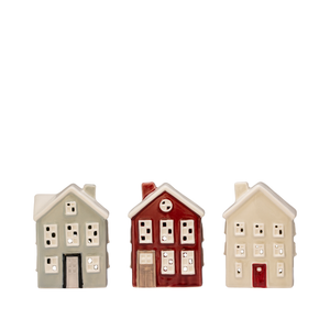 Cosy Christmas lyshuse til fyrfadslys keramik H 10,4 cm 3 stk.