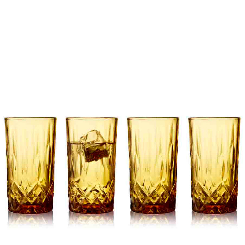 Lyngby Glas Sorrento highball vandglas/drinksglas - Amber 38 cl 4 stk.
