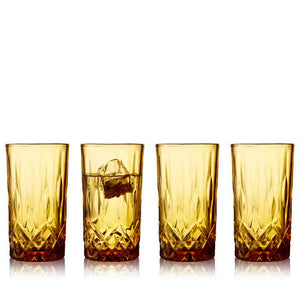 Lyngby Glas Sorrento highball vandglas/drinksglas - Amber 38 cl 4 stk.