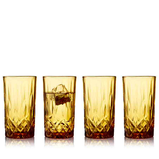 Lyngby Glas Sorrento highball vandglas/drinksglas - Amber 38 cl 4 stk.