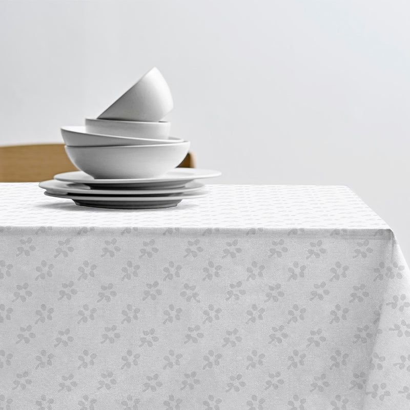 Södahl Forget-me-not damaskdug white Ø160 cm