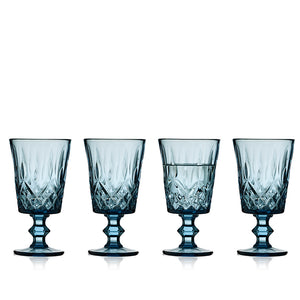 Lyngby Glas Sorrento vinglas blå 29 cl 4 stk.