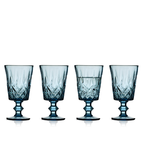 Lyngby Glas Sorrento vinglas blå 29 cl 4 stk.
