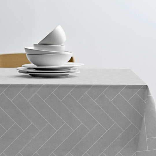 Södahl Damask Dug Tiles dia 180 Cm Lysegrå