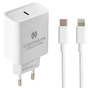 Combo pack Adapter USB C + 1 meter nylon kabel: USB C til iphone