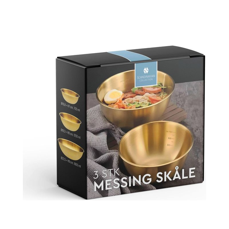 Scandinavian Collection messing skålsæt 3 stk.