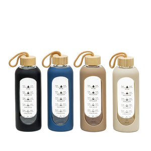 1 stk Motivations drikkeflaske glas/silikone 750 ml - assorterede farver - vi kan ikke garantere hvilken farve der afsendes