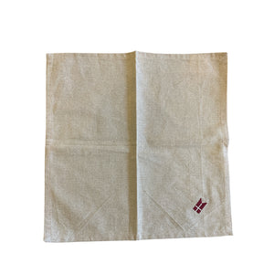 Stofserviet med broderet flag i hørfarve 40X40 cm
